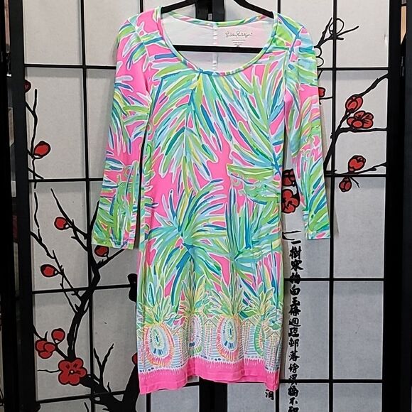 Lilly Pulitzer Tiki Palm Cotton Pastel Print Dress Size XXS - Picture 2 of 7
